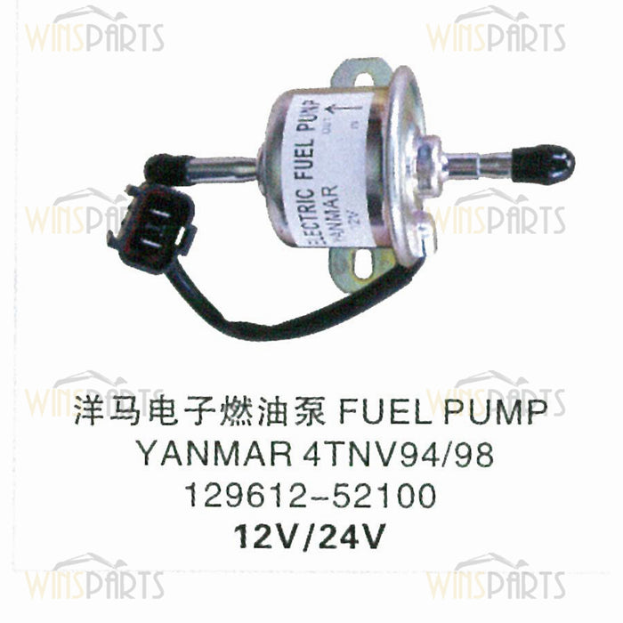 129612-52100 Yanmar 4TNV98 Electric FUEL FEED PUMP For Hitachi